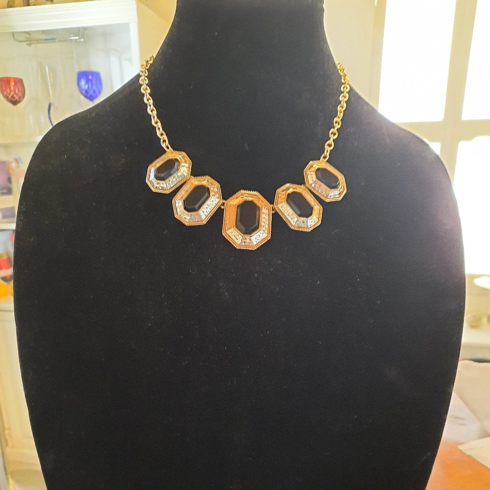 Bronze, Onyx and Silver Necklace